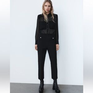 Zara Textured Flare Crop Pants